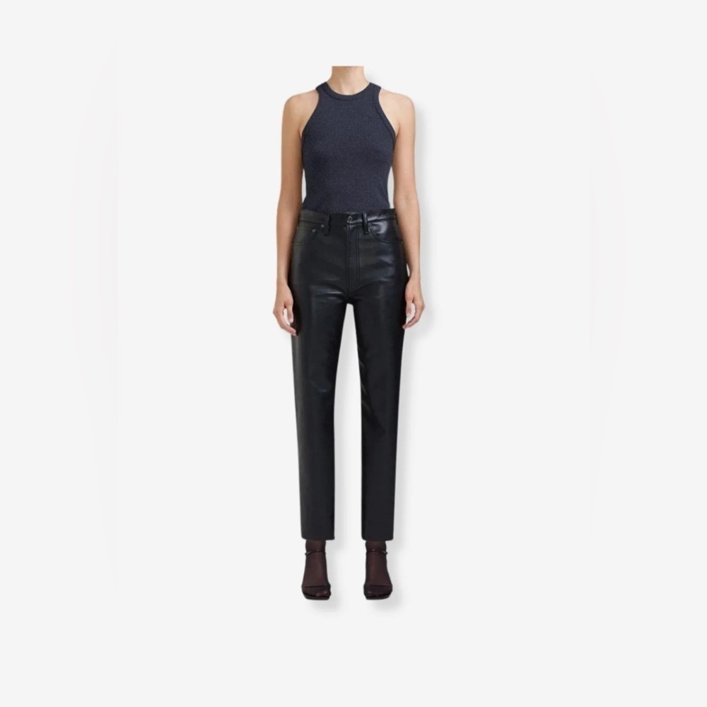 AGOLDE Riley Long Recycled Leather Black Pants 30 - Picture 2 of 8
